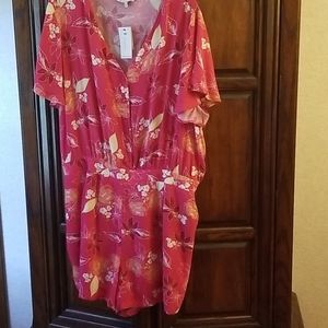 2x Pink floral romper NWT